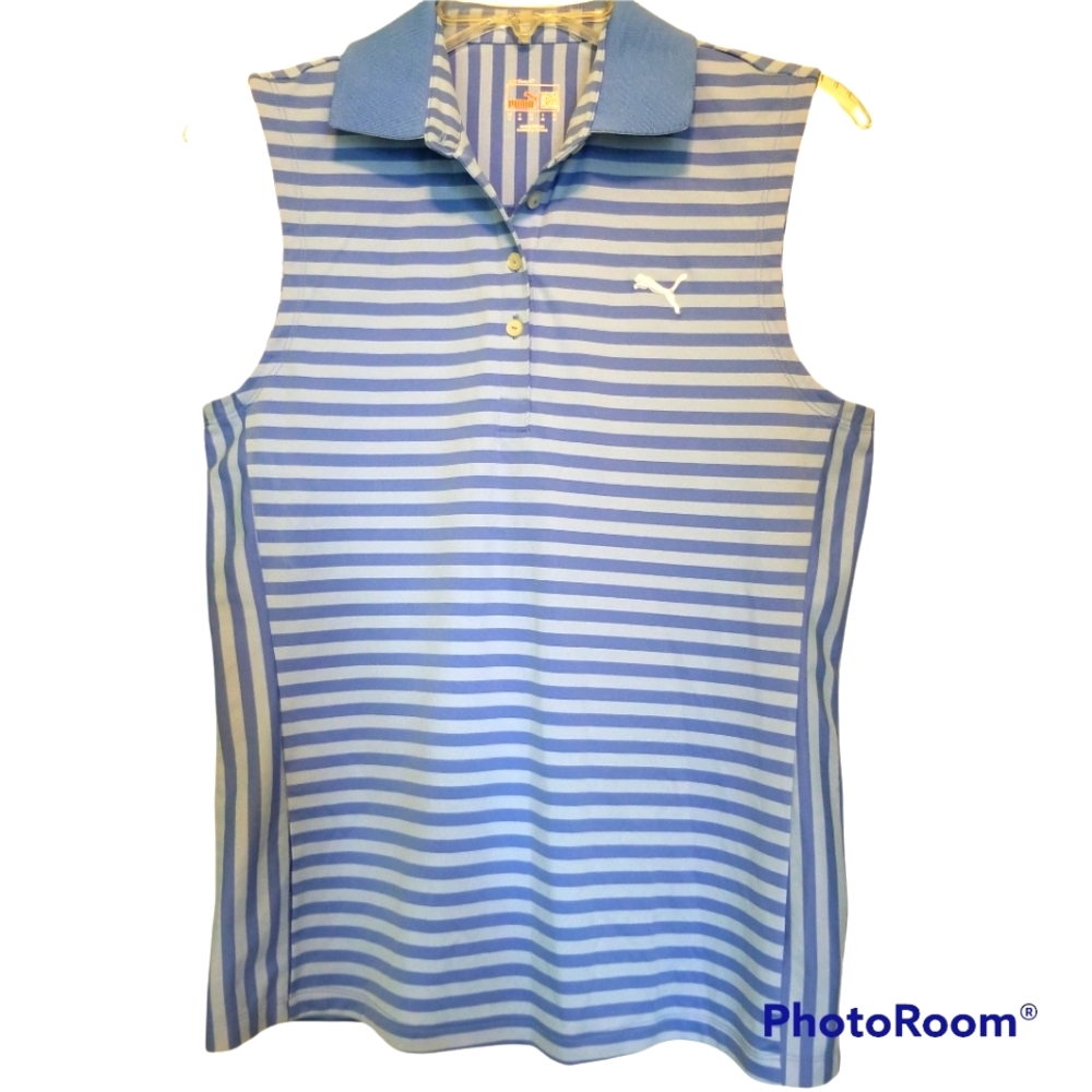 Puma Sleeveless Striped Golf Polo Size Medium